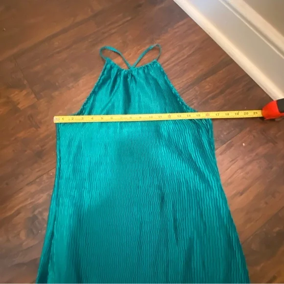 Pink Lily Teal Pleated Midi Dress - Size Large - Picture 6 of 10